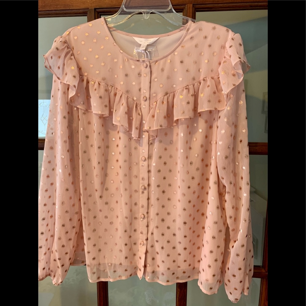 NWT - LC button down ruffle blouse